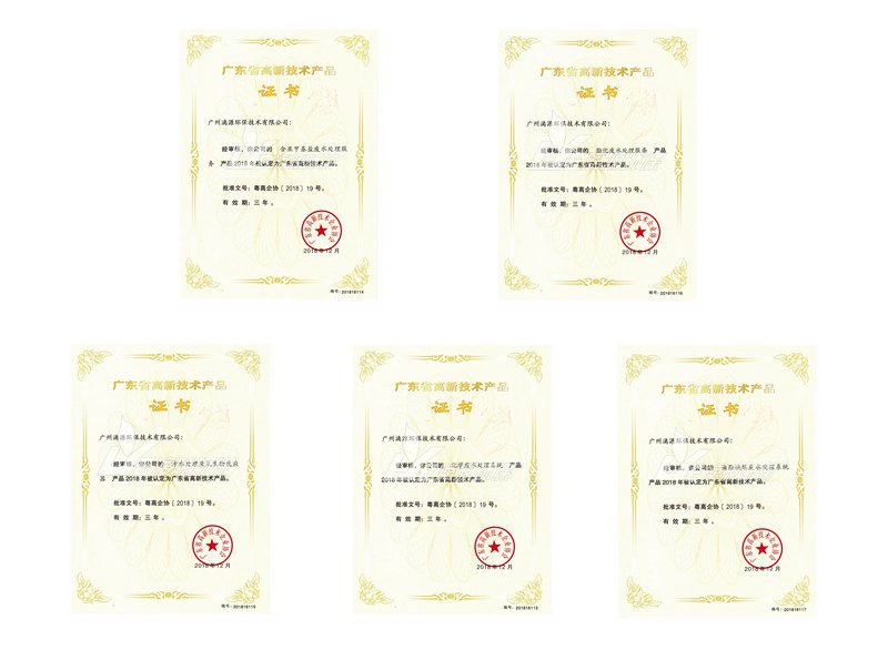 盛煌环保高新技术产品证书